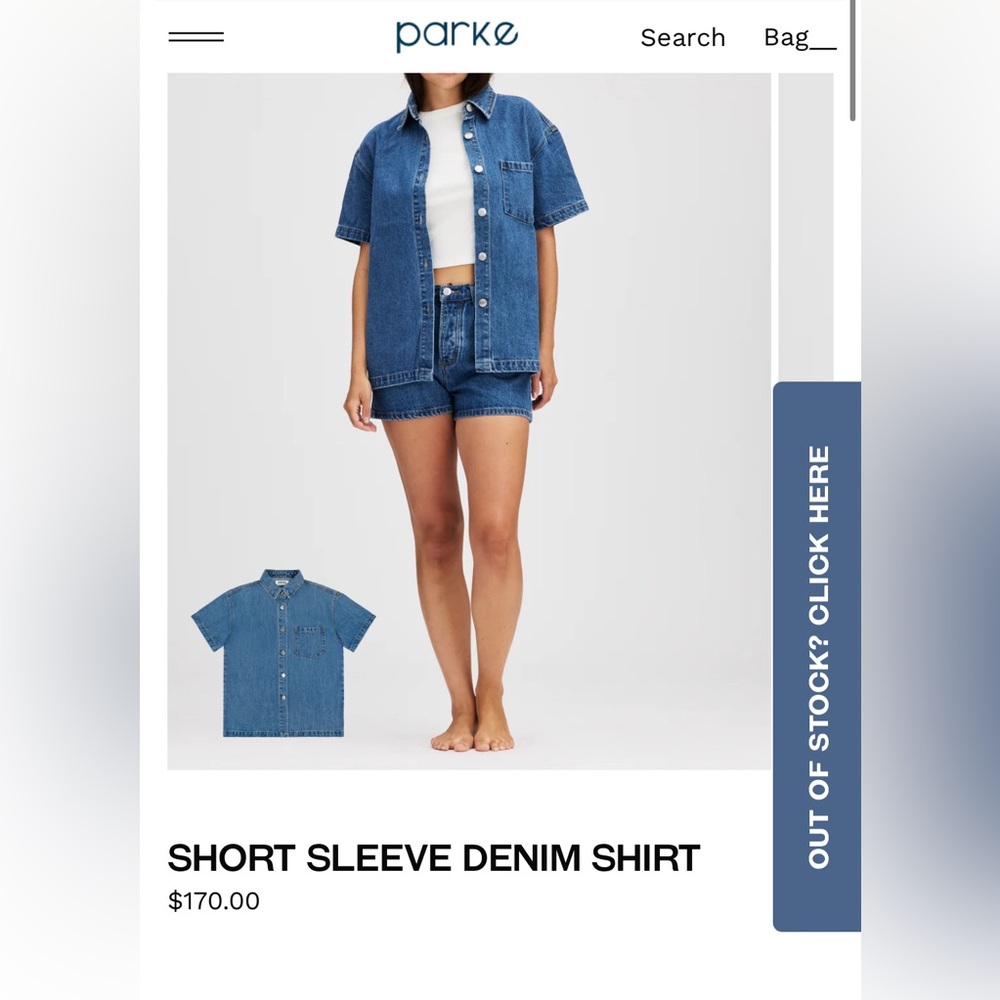 BRAND NEW Parke short sleeve denim shirt
